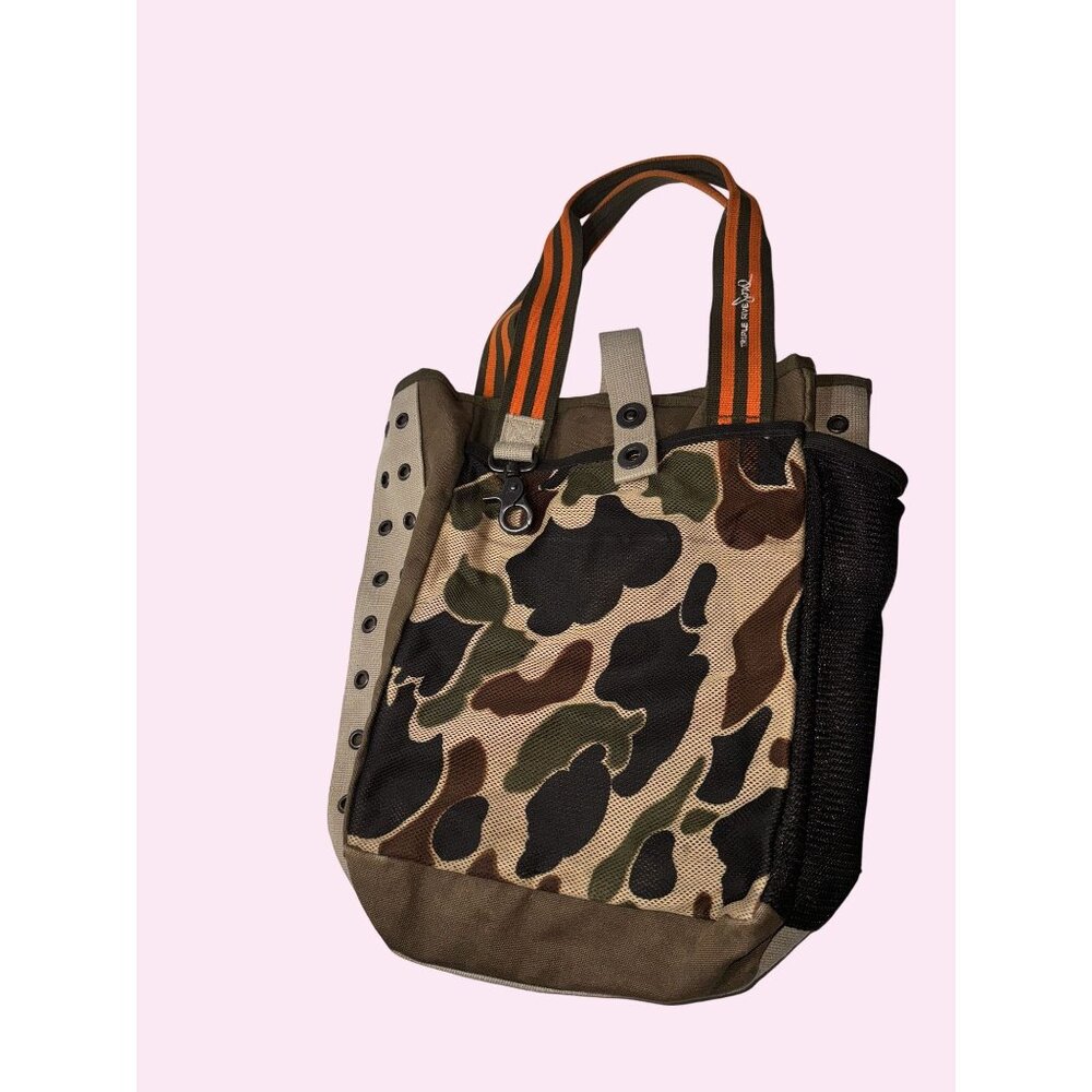 Triple five 5 soul vintage Camo Canvas Tote Bag With Orange Stripe Handles y2k